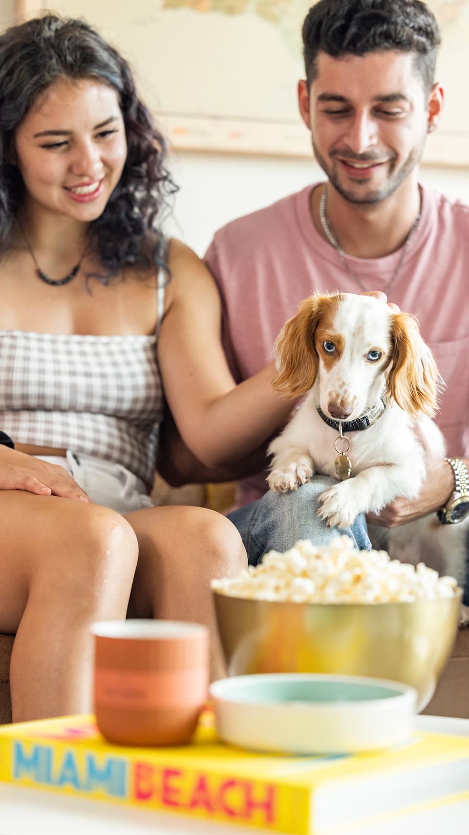 young couple with dog